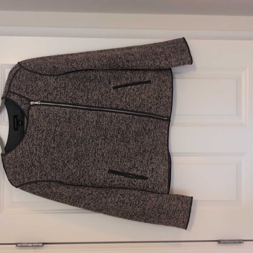 Ann Taylor tweed bomber jacket